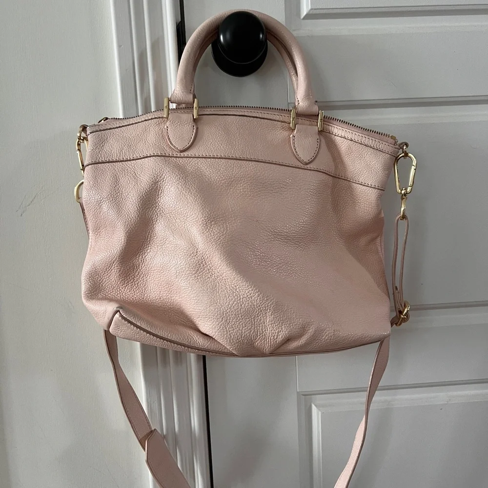 Tory Burch Pale Pink Leather Satchel with Shoulder Strap